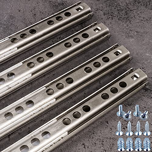 Stahlia Schubladenschienen (4 Stück) Edelstahl Teilauszug 17mm Nut Länge: 342mm Schubladenauszug Schrankauszug Auszugsschienen Laufschiene Gleitschiene
