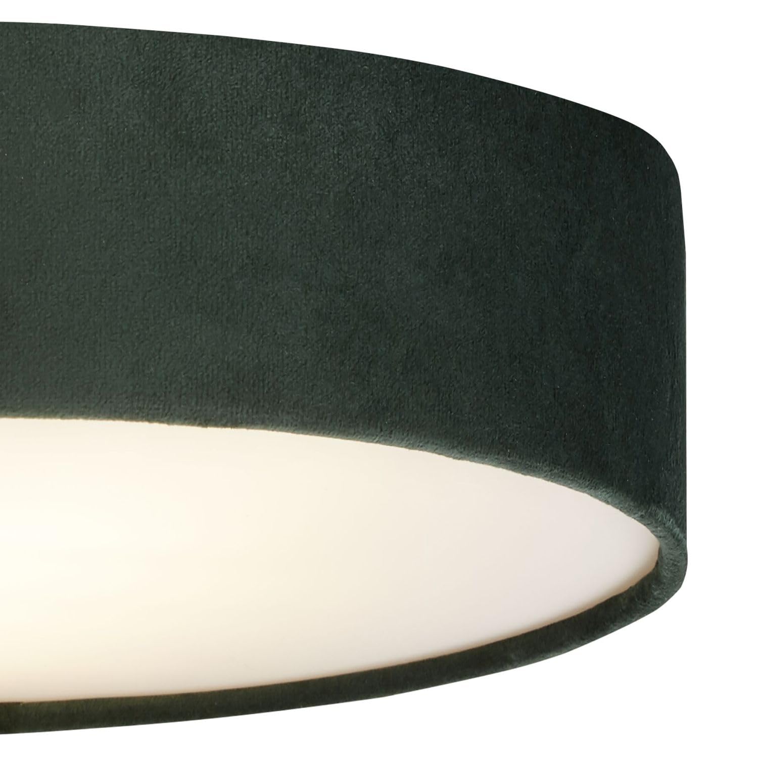 Licht-Erlebnisse Deckenlampe Samt Schirm rund Ø 50 cm H: 10 cm klein Grün für 3x E27 Modern Deckenleuchte Wohnzimmer Schlafzimmer Beleuchtung
