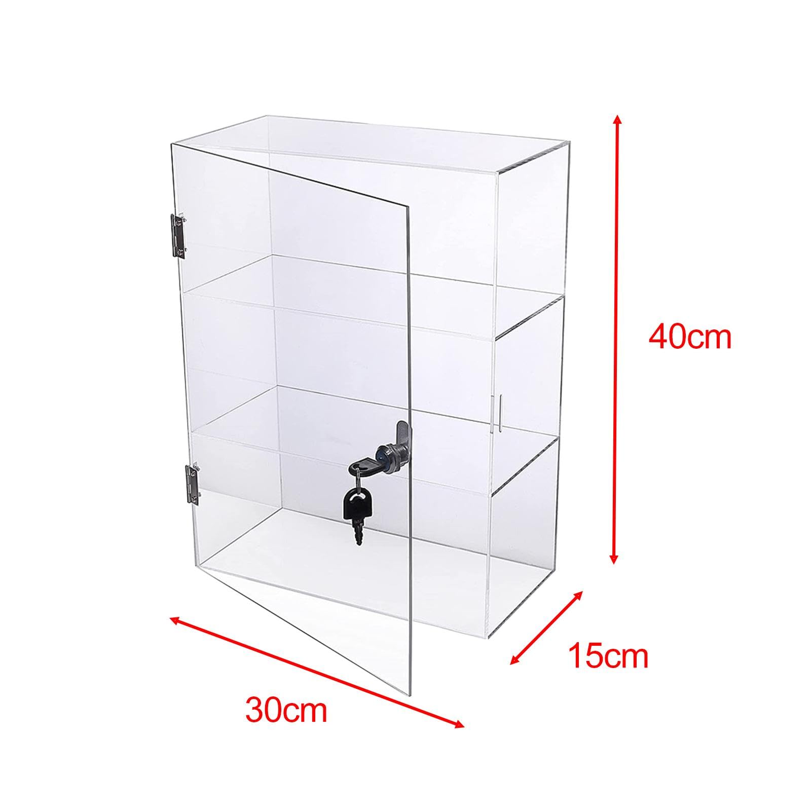 Vitrina Acrílica con Y Llaves, Caja Expositora Transparente, Soporte de Escritorio, Vitrina Transparente, Vitrina para de Arte, Figura