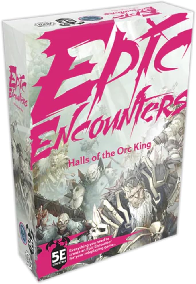 Epic Encounters: Hall of The Orc King - RPG Fantasy Roleplaying Tabletop Game with 20 Miniatures, Double-Sided Game Mat, & Game Master Adventure Book with Monster Stats, 5E Compatible