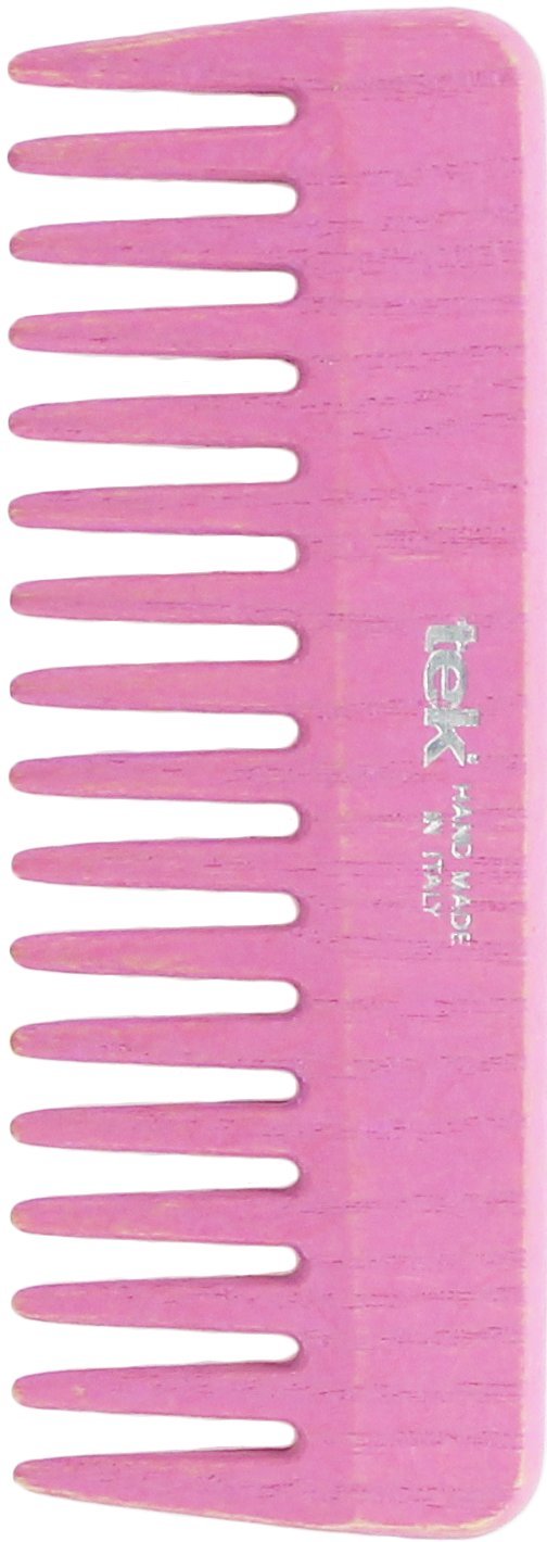 Peine pequeño rado de madera de color rosa - Hecho a mano en Italia