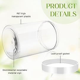 Patelai 4 Pieces Round Wide-mouth Leak Proof Plastic Container Jars with Lids for Travel Storage Makeup Beauty Products Face Creams Oils Salves Ointments DIY Making(27 Ounce,Clear)