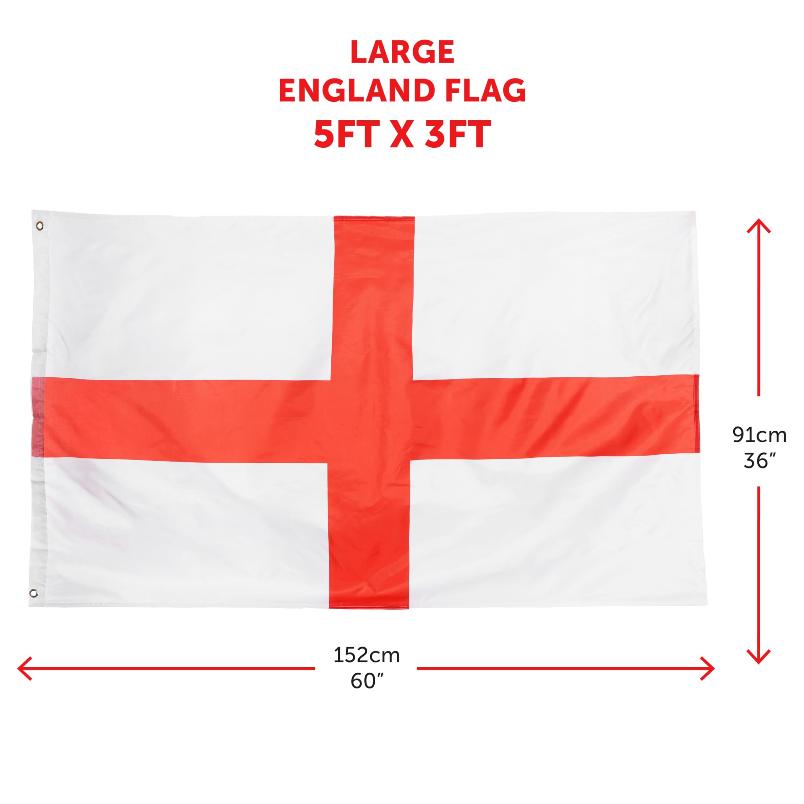 England-Flagge St. George's Day, Kostümdekoration, 12 Stück, große Flagge mit Ösen, ca. 150 x 90 cm, Fußball, Rugby, Sportveranstaltungen, Straßenpartys, Festivals und Feiern