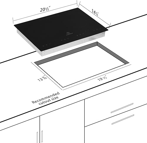 Miniatura 4 de Doumigo Placa de inducción, 120 V, 2 quemadores, estufa eléctrica con pantalla táctil de superficie lisa, 8 opciones de temperatura con bloqueo de