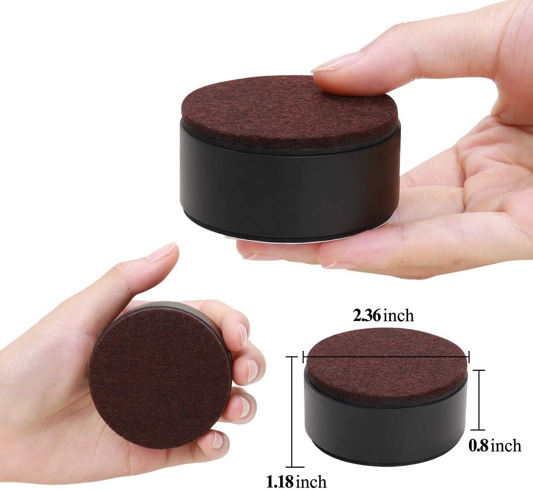 Ezprotekt 1.2 Inch Bed and Furniture Risers, Heavy Duty Round Sofa Tables Couch Chair Risers, Width 2.4"-Adds 1.2" Height, Supports 20,000 lbs, Protect Carpet & Floors from Scratches(4 Pack, Black)