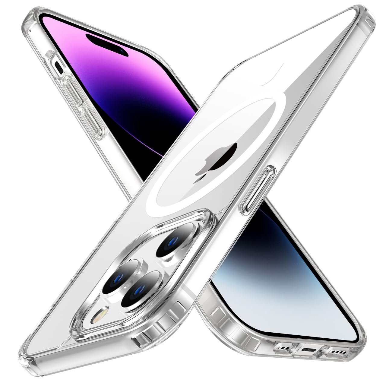 tigratigro Cover Magnetica per iPhone 14 Pro, Compatibile con MagSafe Ricarica Wireless, Anti Ingiallimento, Antiurto di Grado Militare, Custodia magnetica, Retro Antigraffio Trasparente