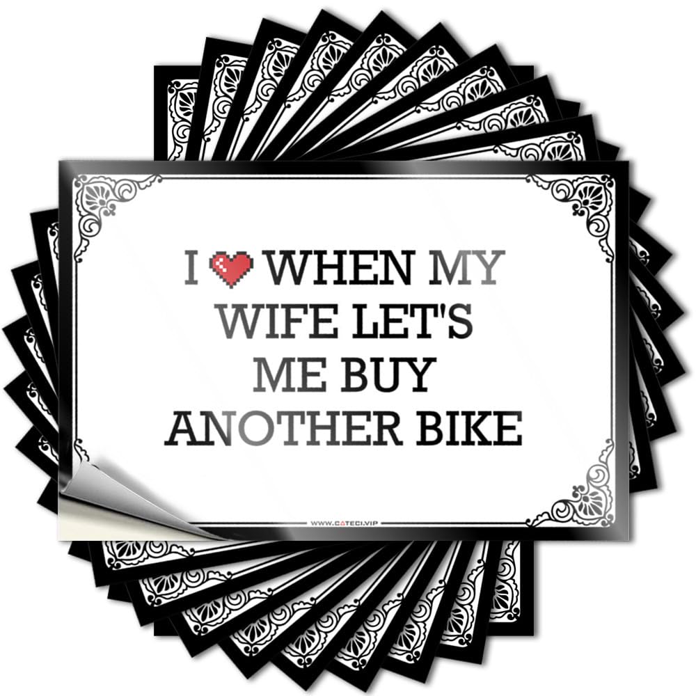 Back Porch Decor Billiard Funny Sticker - I Love When My Wife Let's Me Buy Another Bike Tumbler Waterproof Vinyl Sticker(12X18CM)