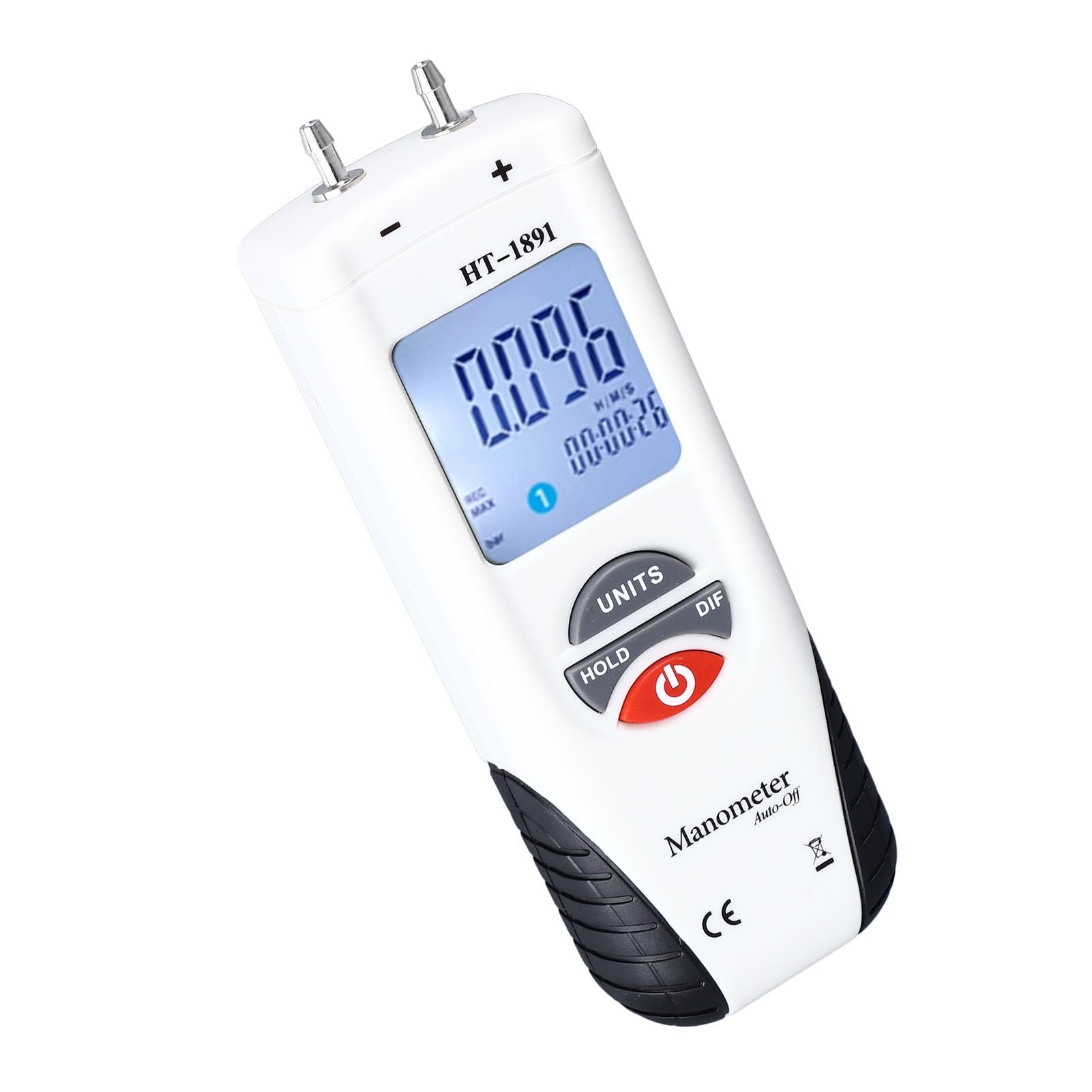 Generic Dual Port Manometer, High Accuracy ABS and Silicone Differential Pressure Gauge Backlit LCD Display for Blower Pressure, Genericrbma945602