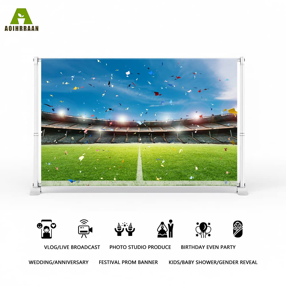 Aoihrraan 3,5x2,5m Calcio Campo Sfondo Calcio Corte Paillettes Faretti Stadio Partita Fotografia Sfondo Sport Tema Festa Arredamento Banner Ragazzi Compleanno Video Ritratto Foto Studio Prop