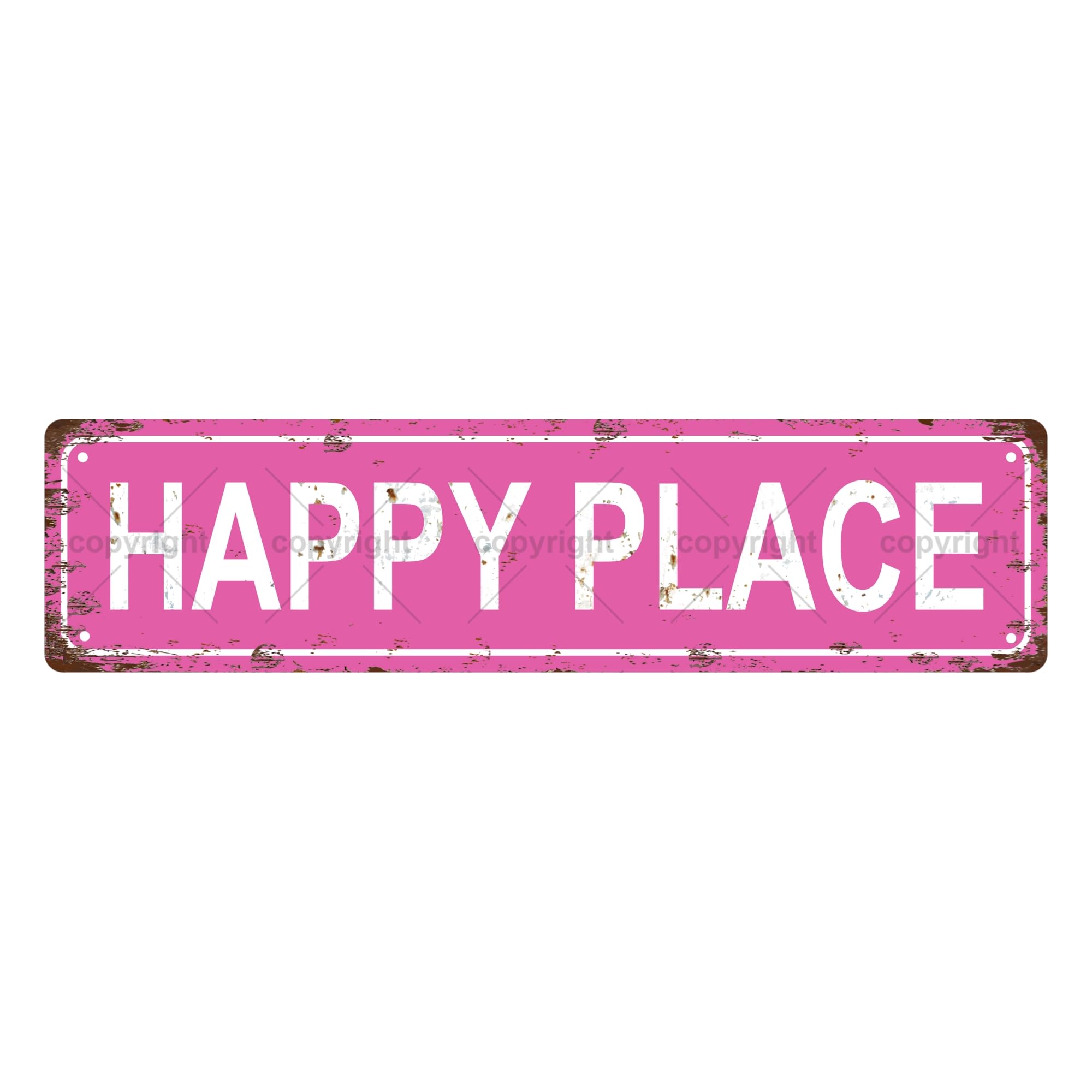 Happy Place Metal Tin Street Sign Bar Cafe Garage Cave Home Room Wall Bathroom Farmhouse Garden Porch Patio Decor,4x16 Inch