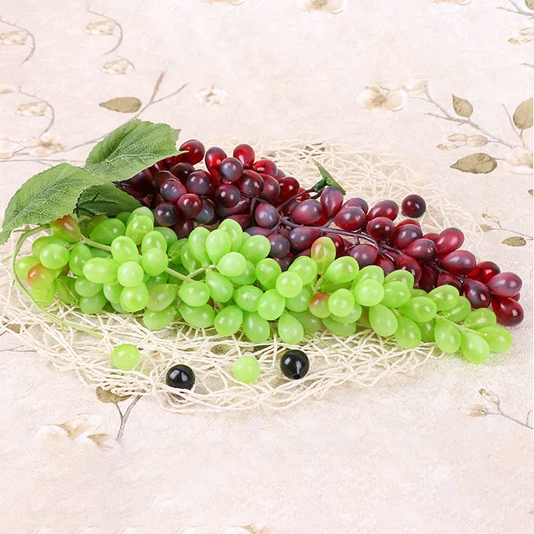 Lot De 3 Grappes De Raisins Artificiels En Plastique - Décoration De Cuisine Ou Table - Fruits Faux Réalistes - 14 Cm