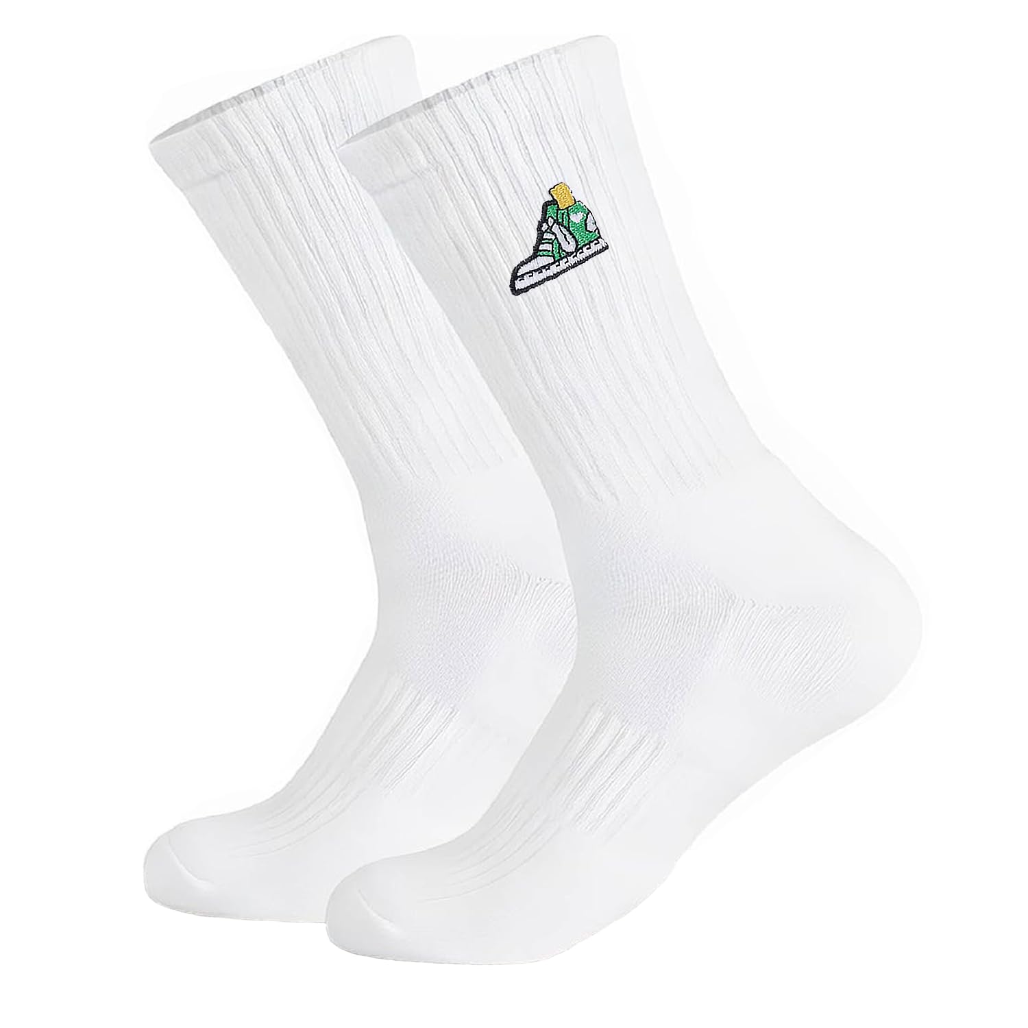 Mmyzao Coole Socken Tennissocken Weiße mit Motiv Damen Herren 39-42 43-46 35-38 lustig witzig-Grüne Schuhe