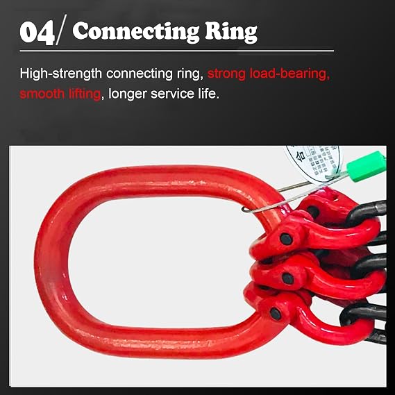 Heavy Chains for Lifting with Inspection Certificate, G80 Manganese Steel High Strength Chain Sling with Hooks, Industrial-chain-slings for Crane(1 Ton)