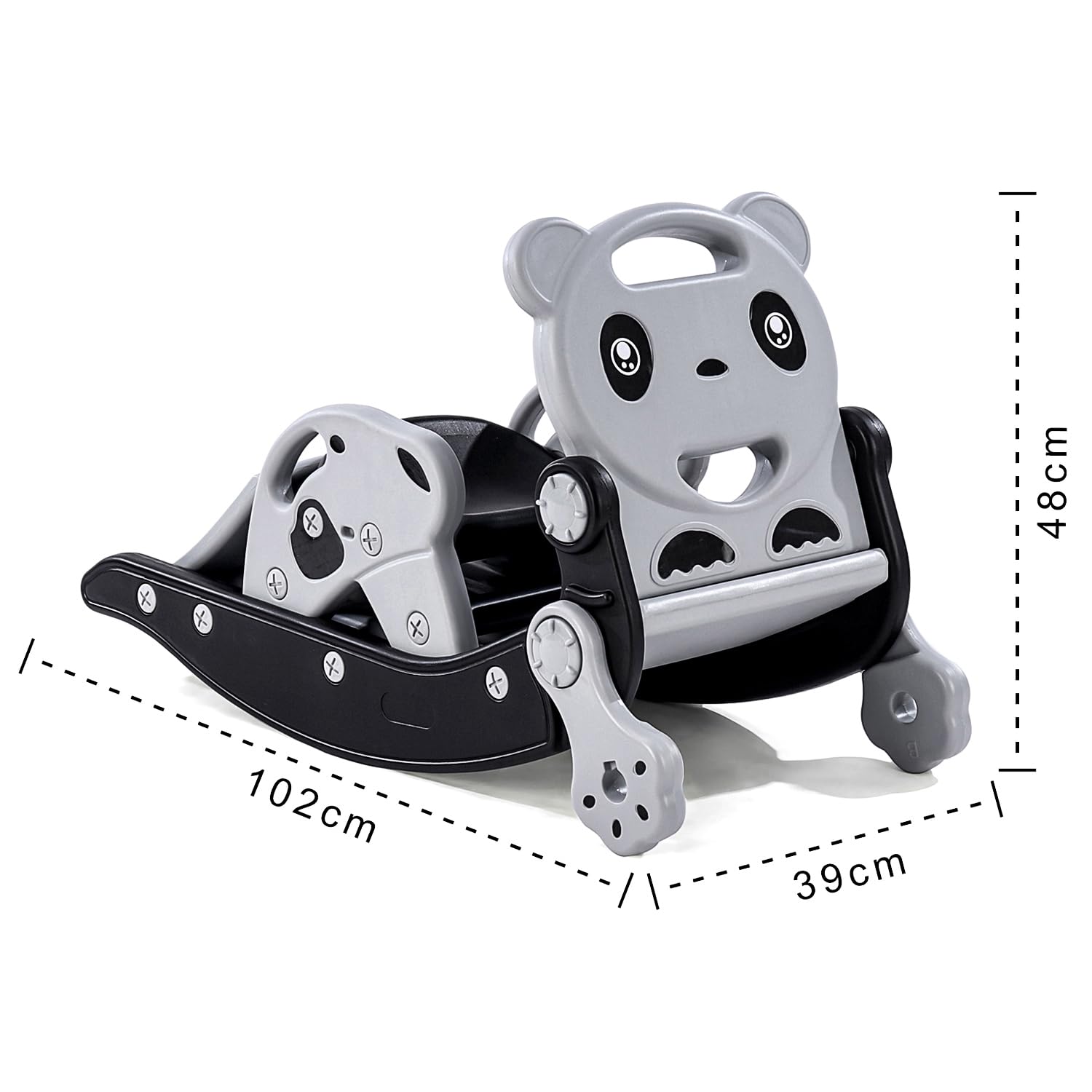 Play Nation Premium 3-in-1 Foldable Panda Slide With Baby Rocker & Chair, Slider for kids 2 to 5 Years,BPA-Free Plastic Slide Cum Rocker, Easy to Assemble, Indoor Outdoor Kids Play Setup,Birthday Gift 3