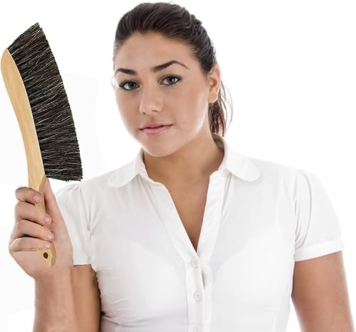 Miniatura 4 de Cepillo de pelo de caballo, escoba de mano, cepillo para limpieza del hogar, mango de madera, cepillo suave para muebles de mostrador, cama,
