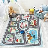 LIVEBOX Soft Kids Rug 4'x6' Carpet Play Mat for Baby Boys Girls,City Life Road Traffic Playroom Rug for Playing Cars Toys, Educational Nursery Rug for Children Bedroom Kids Room
