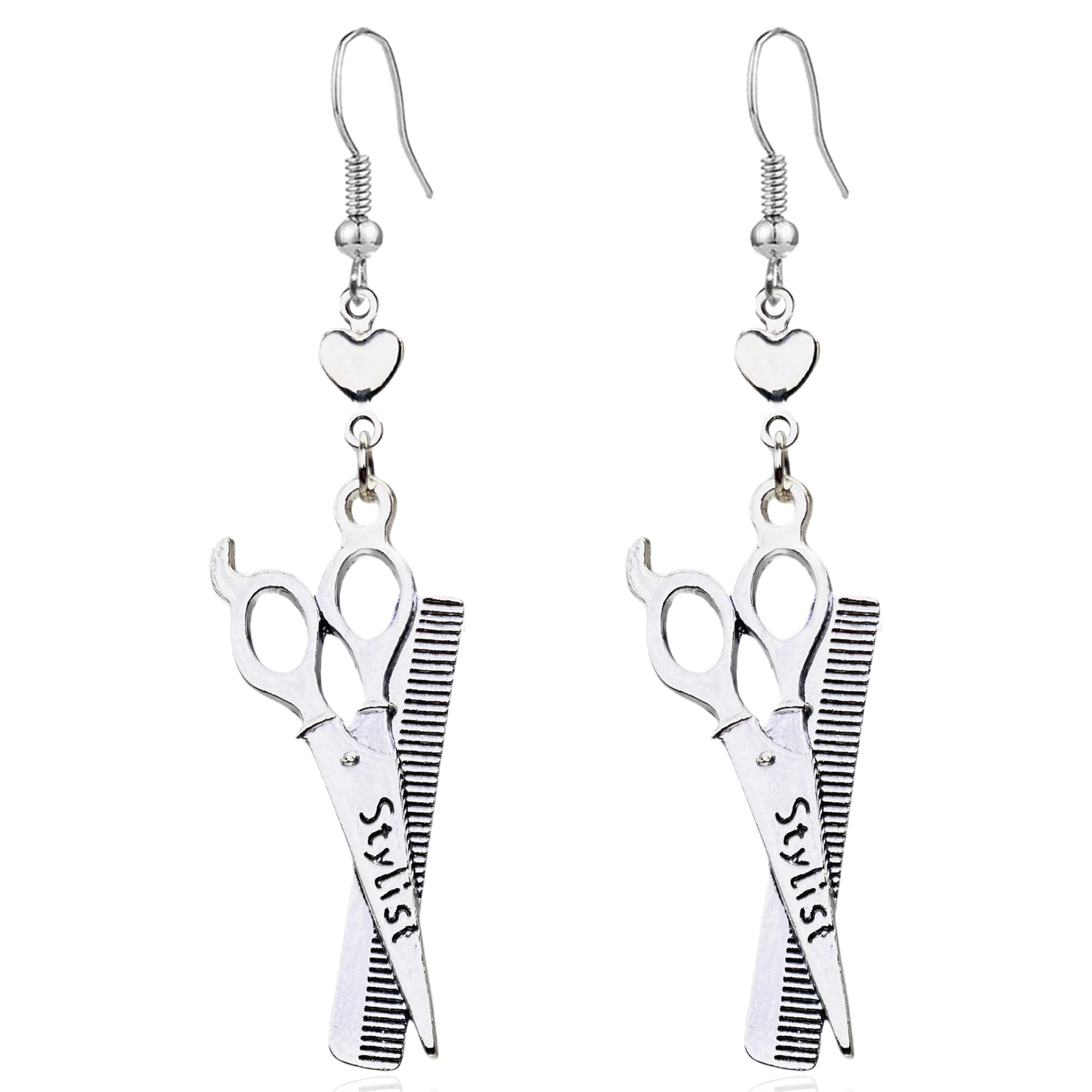 CWVHQ 3Pairs Gothic Scissors Earrings for Women Men Hairdresser Blow Dryer Dangle Earrings Comb Dangle Earrings Cosmetology Graduation Stylist Gifts