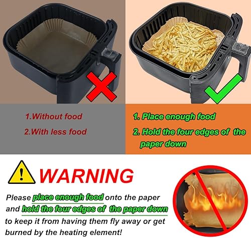 Miniatura 14 de BYKITCHEN Forros de papel desechables para freidora de aire pequeña para freidora de aire de 2 a 5 cuartos de galón, mini forros de papel pergamino