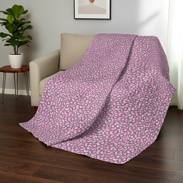 Image of Northwest Sanrio Hello Kitty Reversible Quilted Throw, Kawaii Pink Pattern, Cozy & Warm, for Anime Fans, Game Room, Chair or Couch, 60 x 80 Inches