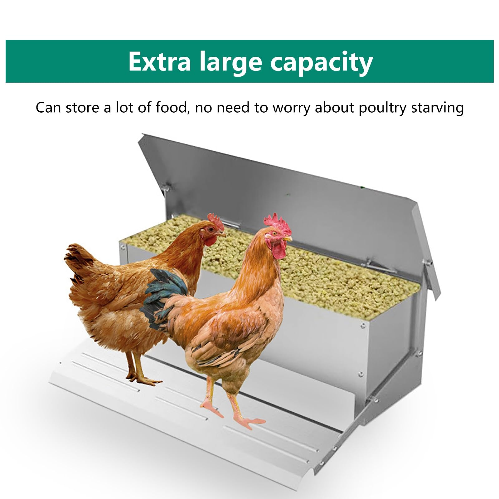 Mangiatoia per Galline Antitopo Grande capacità Mangiatoia Galline Automatica Pedale Antiscivolo Anti-Dumping Adatto per Polli Anatre E Oche di Grandi Dimensioni(10kg)