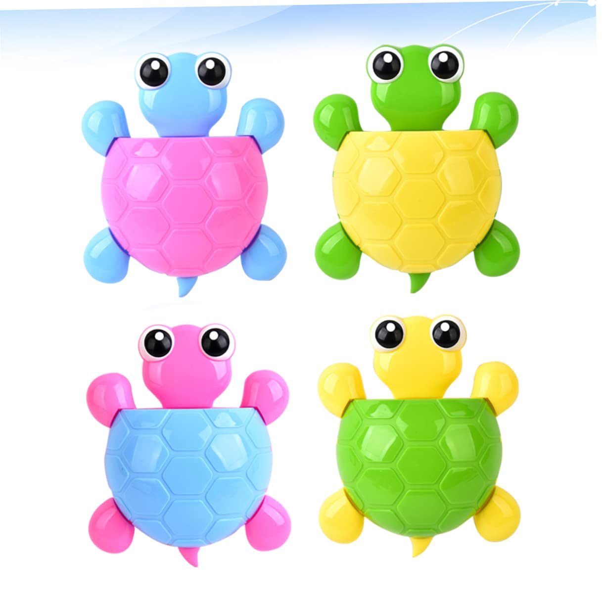 Portacepillos de Dientes de Pared Ventosa, 4 Piezas Tortuga
