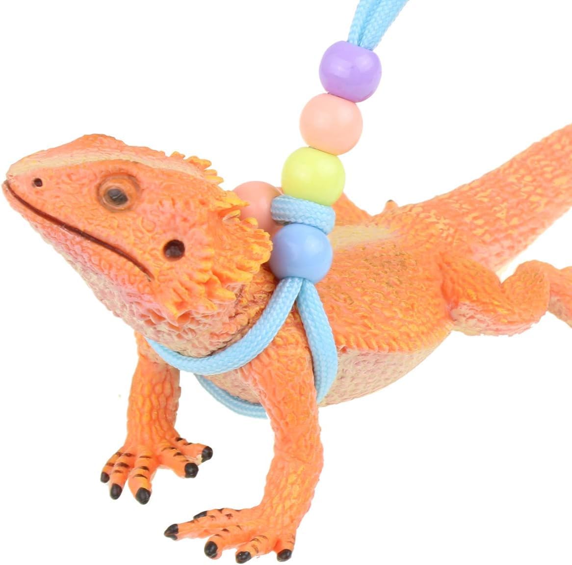 Beard Dragon Harness Leashes Adjustable Reptile Training Lead Nylon Rope for Lizard Crested Gecko Chameleon Guinea Pig Ferrets Hamster Rats (Fluorescence)