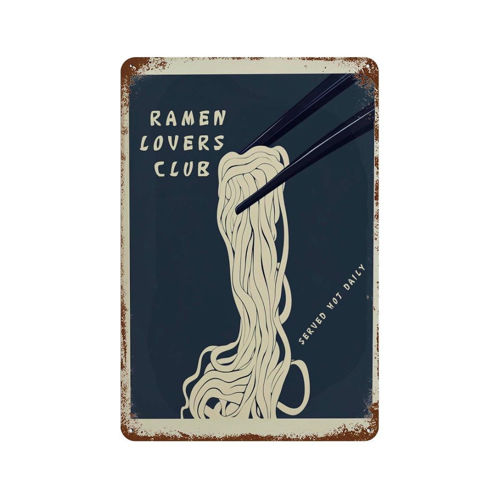 xiaoxiaoshen Ramen Lovers Club Minimalist Noodle Modern Japanese Food Dark Kitchen Wall Decor Art Metal Tin Poster Modern Home Decor Art Home Bar Shop Decorations Vintage Sign 30x20cm