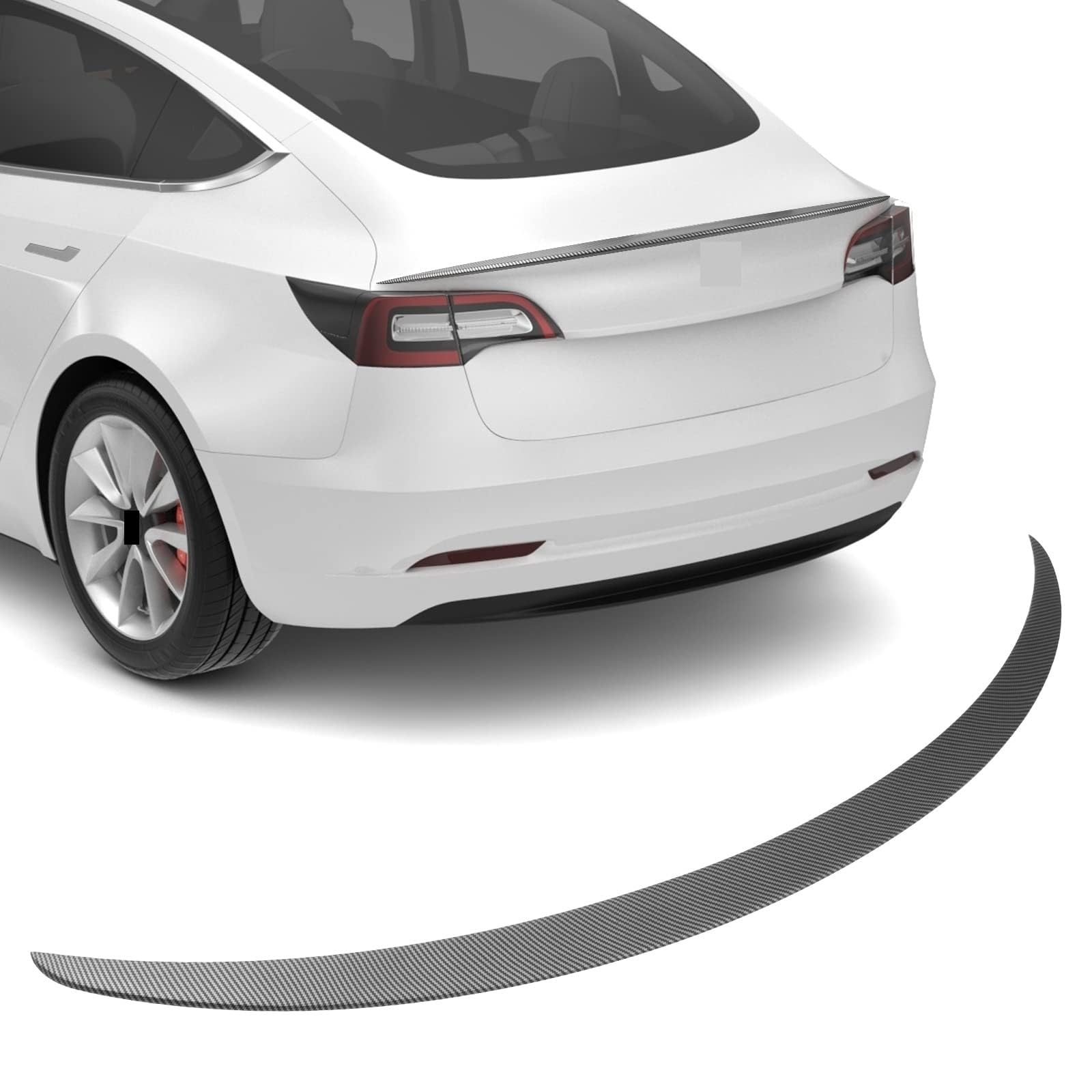 Spoiler Original Trunk Wing ABS Black Carbon Fiber Compatible for Tesla Model 3 2017-2023(Matte Carbon Fiber Look)