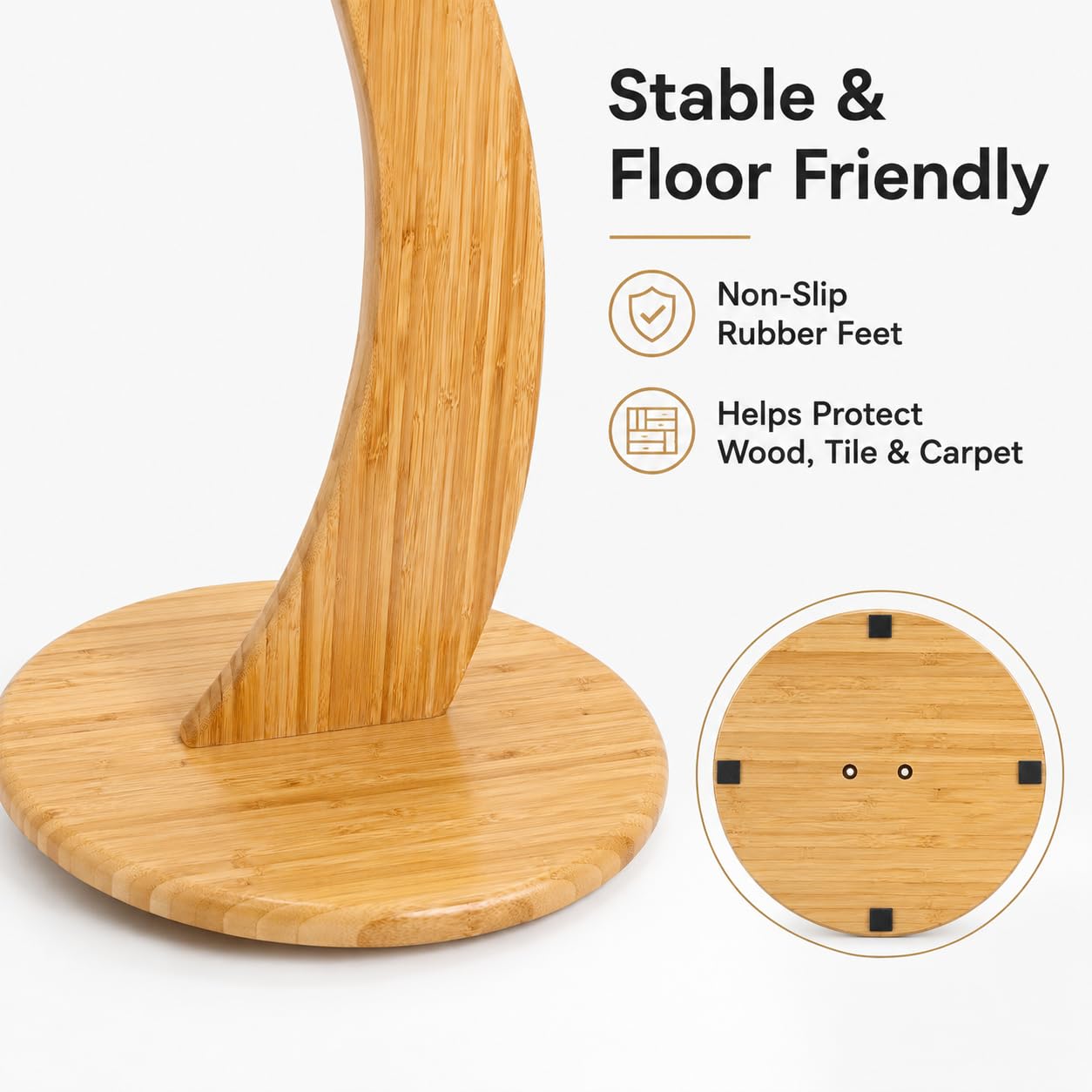 Supporto per chitarra in legno – Supporto universale in bambù per chitarra acustica, elettrica, basso, ukulele, violino e mandolino – espositore stabile antiscivolo con pulitore