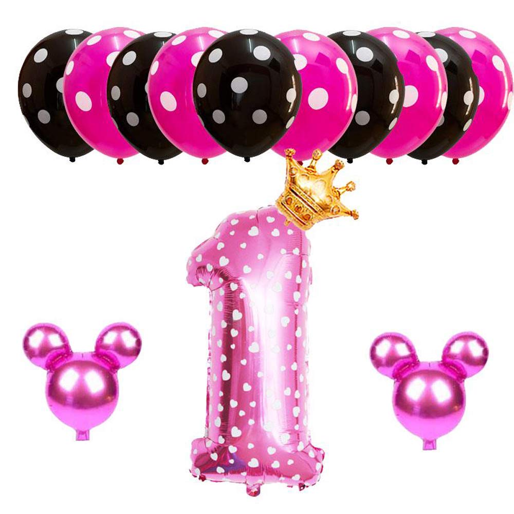 Hongkai Crown Theme 1st Birthday Girl Decorations Baby First Birthday Party Supplies One Happy Birthday Banner 32inch Number 1 Mylar Balloons Set