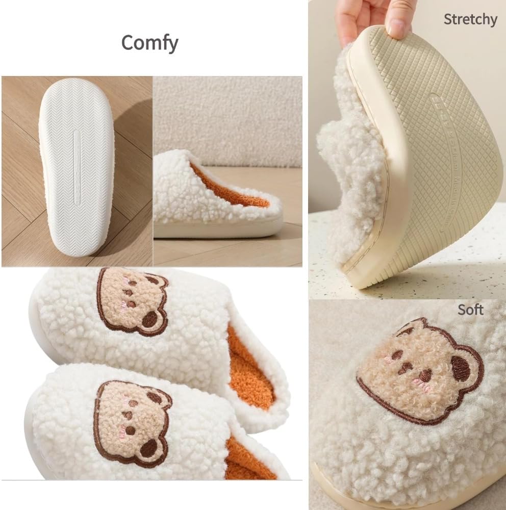 Cozy Bear Slippers Comfy Autumn Winter Slippers, Fuzzy Plush Winter Indoor Outdoor Cartoon - Image 4