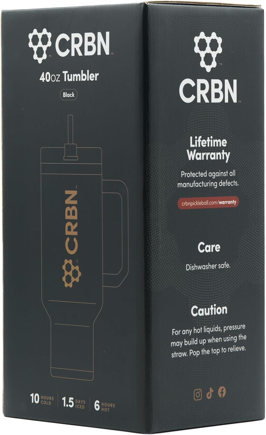 CRBN Pickleball - Stainless Steel Insulated Water Bottles - Tumbler and Jug (Tumbler 40 Oz)
