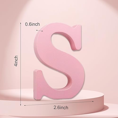 Miniatura 2 de WOODOUNAI Letras de madera rosa de 4 pulgadas, letras de madera sin terminar para decoración de pared, letras decorativas de pie en rodajas,