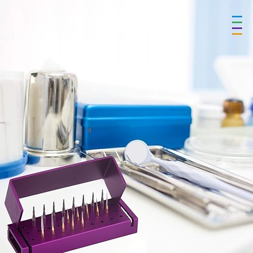 Miniatura 7 de 4 Pcs 30 Holes Dental Burs Holder Block Case Opening Box Dental Lab Aluminum Bur Case Organizer