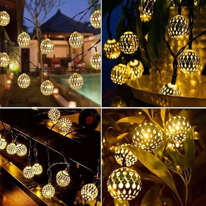 Bubbly Bears String Lights Moroccan Ball 11ft (16 LED) String Ball Lights Plug-in, for All Occasions-Christmas, Diwali, Outdoor Garden, Yard, Patio, Party, Home Decoration (Warm-White) (Pack of 1)