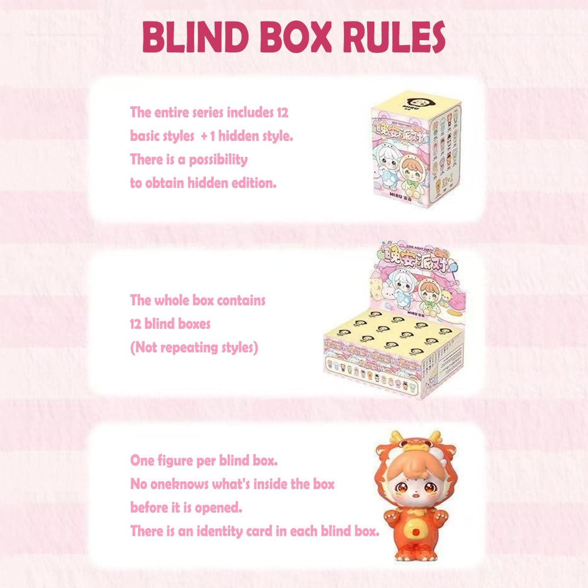 Aven Rabbit MIRU Good Night Party Series Blind Box Action Figures Mystery Box Cute Random Toys Birthday Collectible Toy for Desktop Ornaments, 1PC