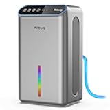 Dehumidifiers for Home (85 OZ Water Tank, 800 sq.ft) Quiet Small Dehumidifier for Basement Bedroom Bathroom with Drain Hose, 3 Gear Timer, Sleep Mode, Auto Shut Off, 7 Color Ambient Light