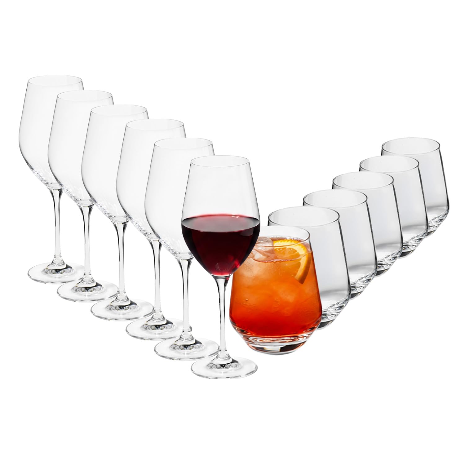 Krosno Bicchieri da Vino Rosso e Acqua, Set di 12, 6 x 460 ml e 6 x 430 ml