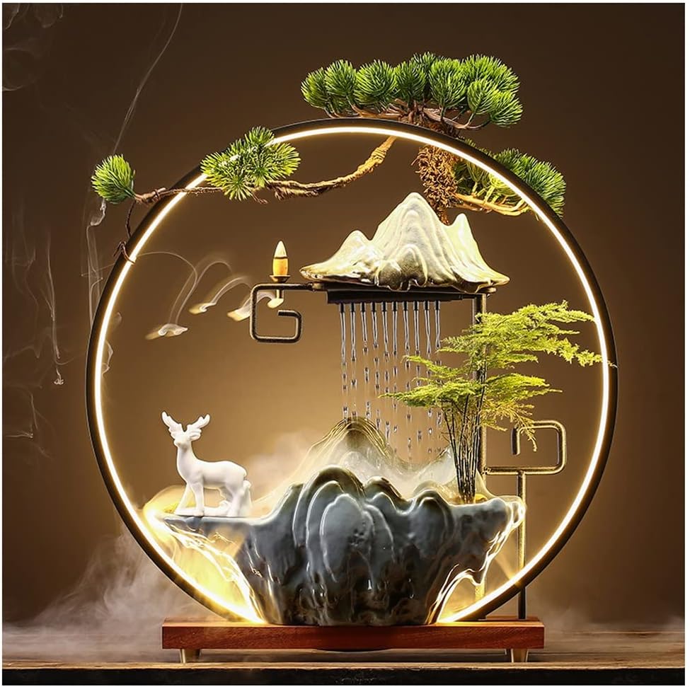 デスクトップ噴水 卓上噴水装飾、ホームオフィス用デスクトップ噴水装飾(Blue) 噴水 噴水水機能小さな滝の噴水、瞑想リラクゼーションのための デスクトップ噴水(Blue) 卓上の噴水 デスクトップ噴水オフィスデスク仏像噴水屋内 Led 瞑想テーブル噴水リビングルームの装飾蓮 ... 卓上噴水 卓上噴水セラミックデスクトップ噴水ホームラッキーウォーターオーナメントリビングルームオフィス装飾 テーブル噴水 (Colo