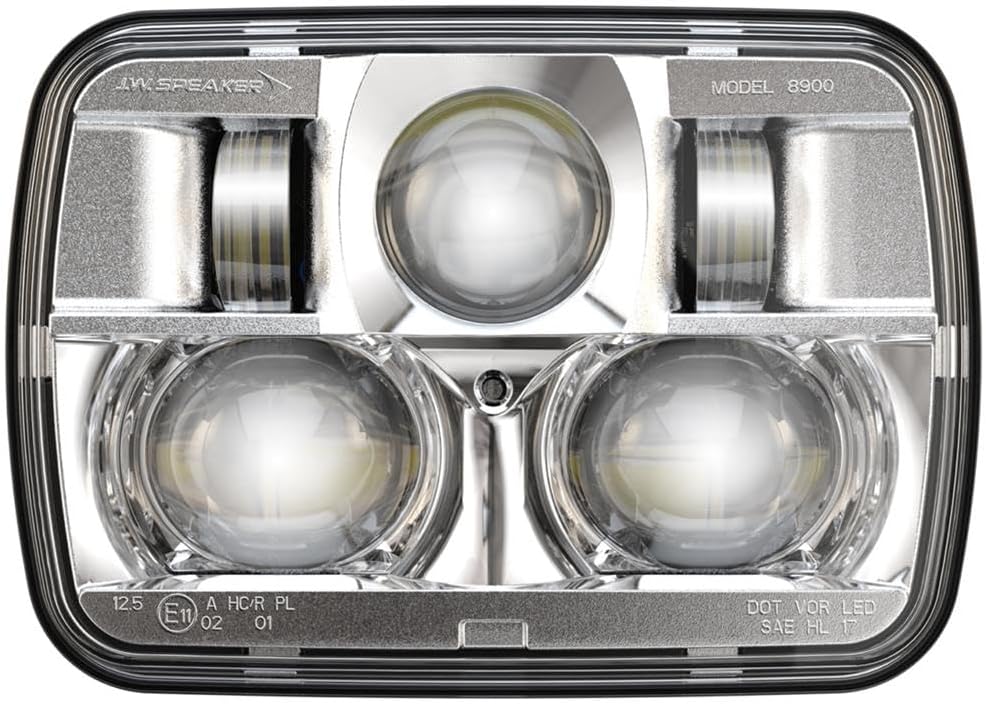 J.W. SPEAKER 12-24V DOT/ECE LED RHT High & Low Beam Headlight with Chrome Inner Bezel