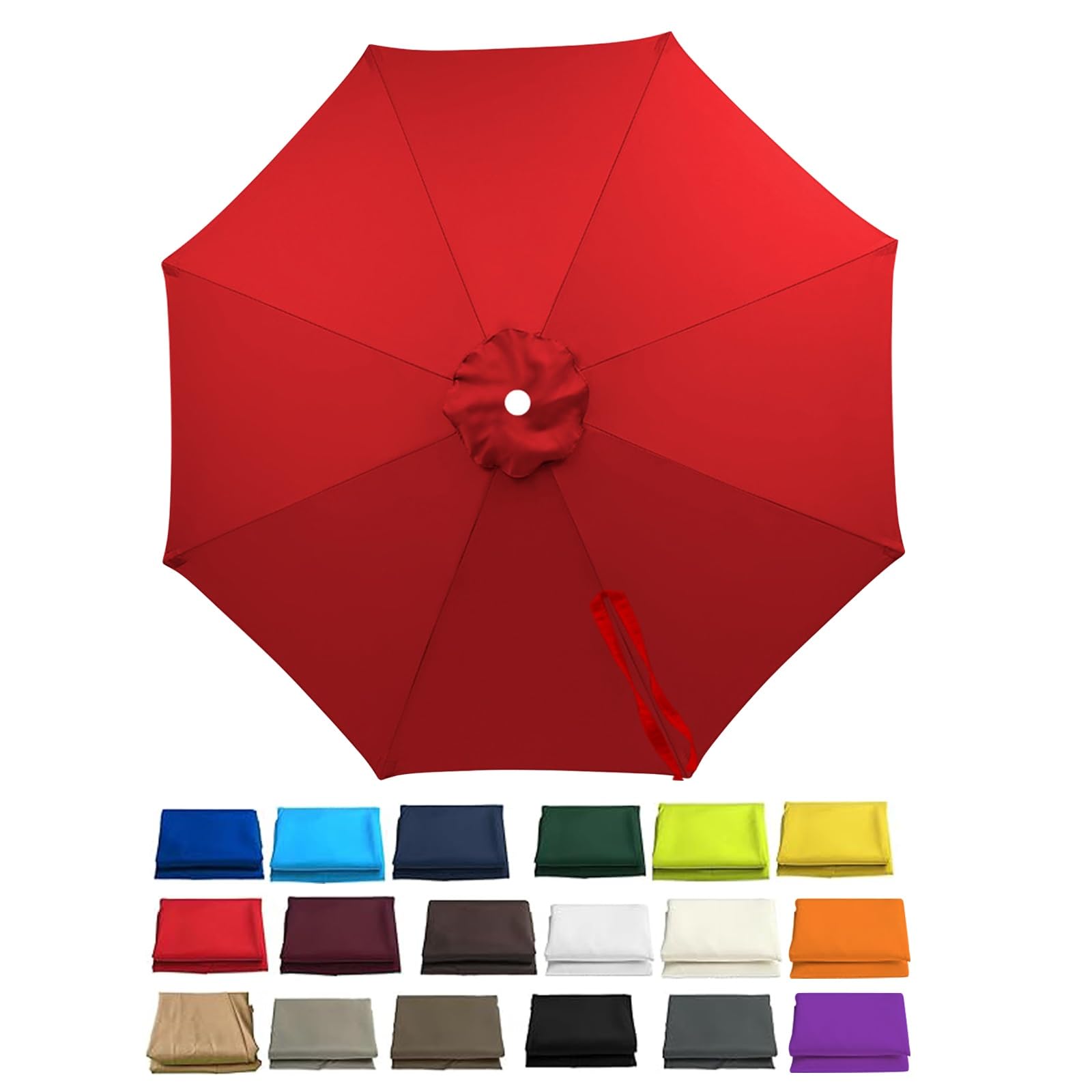ESOYAWE Garden Parasol Replacement Cover, 2m 2.3m 2.5m 2.7m 3.0m 4.0m 6/8 Arms Sun Umbrella Canopy Replacement Outdoor Market Patio Table, UV-Block Waterproof Polyester Cloth Fabric(Red,8ribs/4m)
