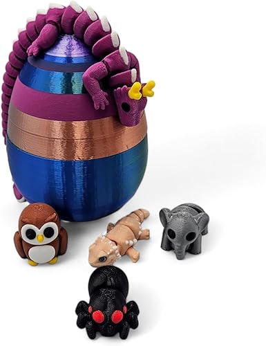 Miniatura 12 de Paquete de 10 minianimales misteriosos, figuras articuladas de animales impresos en 3D, diseños únicos y divertidos, incluye huevo misterioso