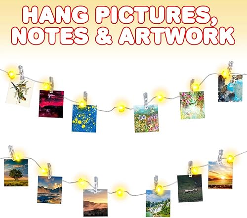 Miniatura 4 de ArtCreativity Cadena de luces LED con clip para fotos, 48 pulgadas de largo, luces LED decorativas para niños y adultos, encantadora decoración de