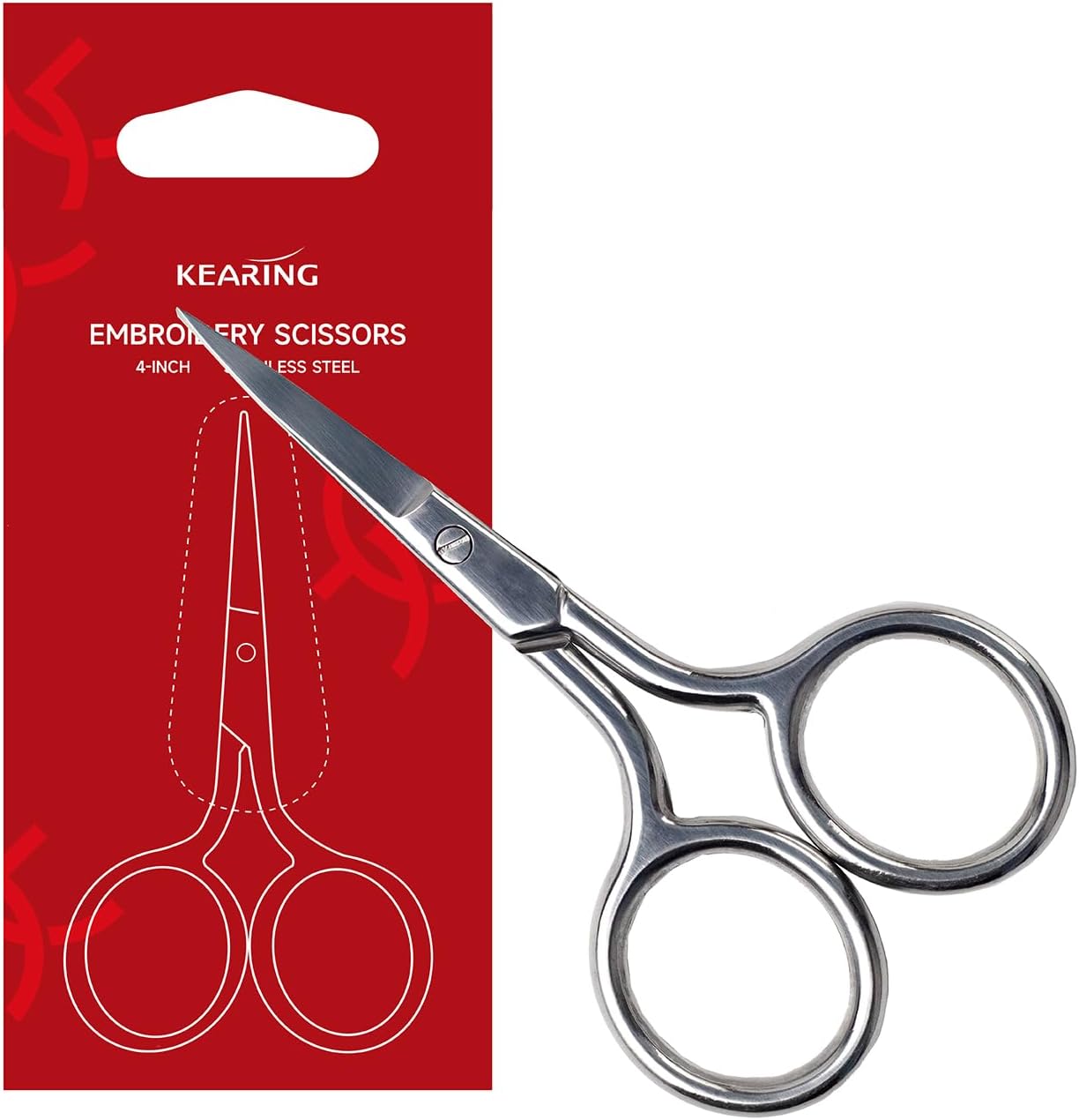 Kearing 4-Inch Precision Embroidery Scissors - Stainless Steel Sharp Pointed Tip Detail Shears for Sewing, Crafting, and Needlework