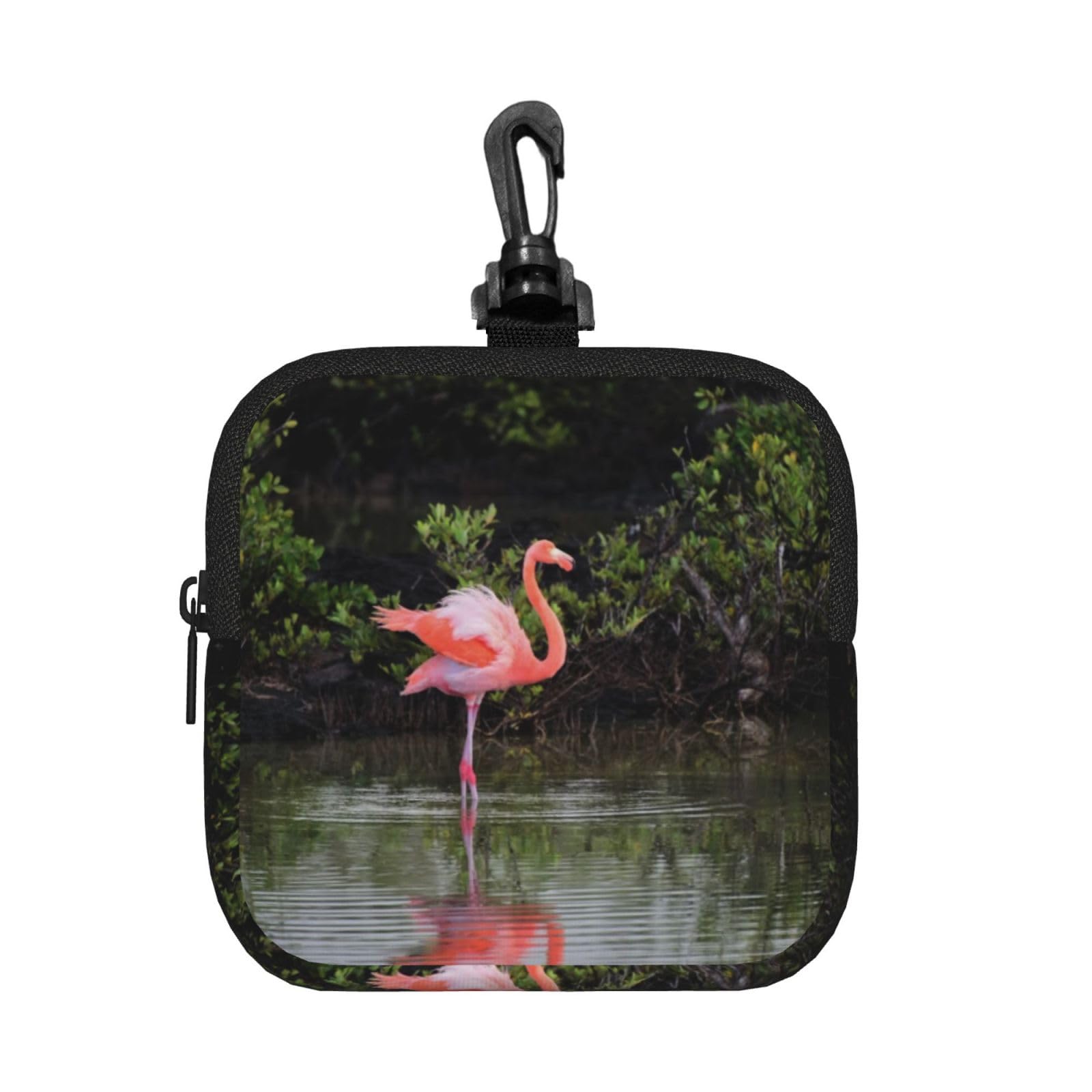 Two Flamingos Print Square Storage Bag Travel Toiletry Cosmetic Organizer Pouch Lightweight Reusable