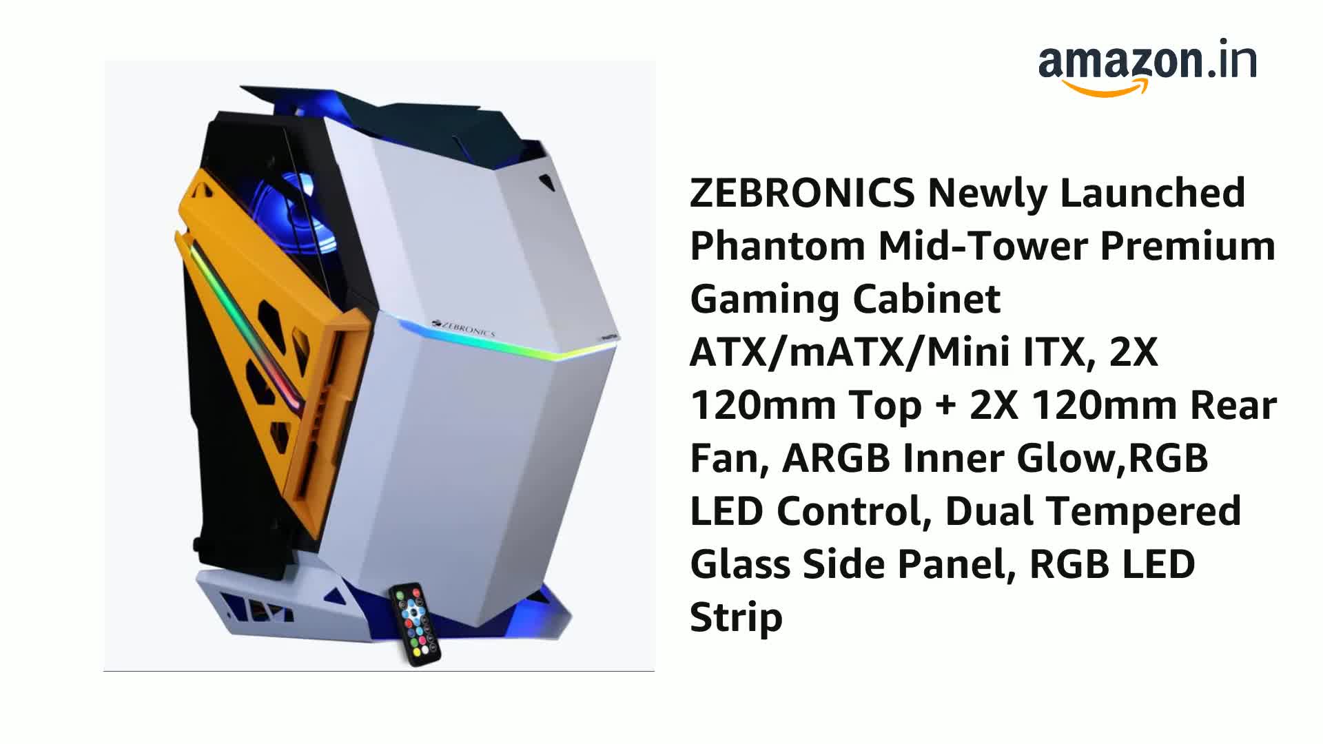 Amazon.in: Buy ZEBRONICS Phantom Mid-Tower Premium Gaming Cabinet