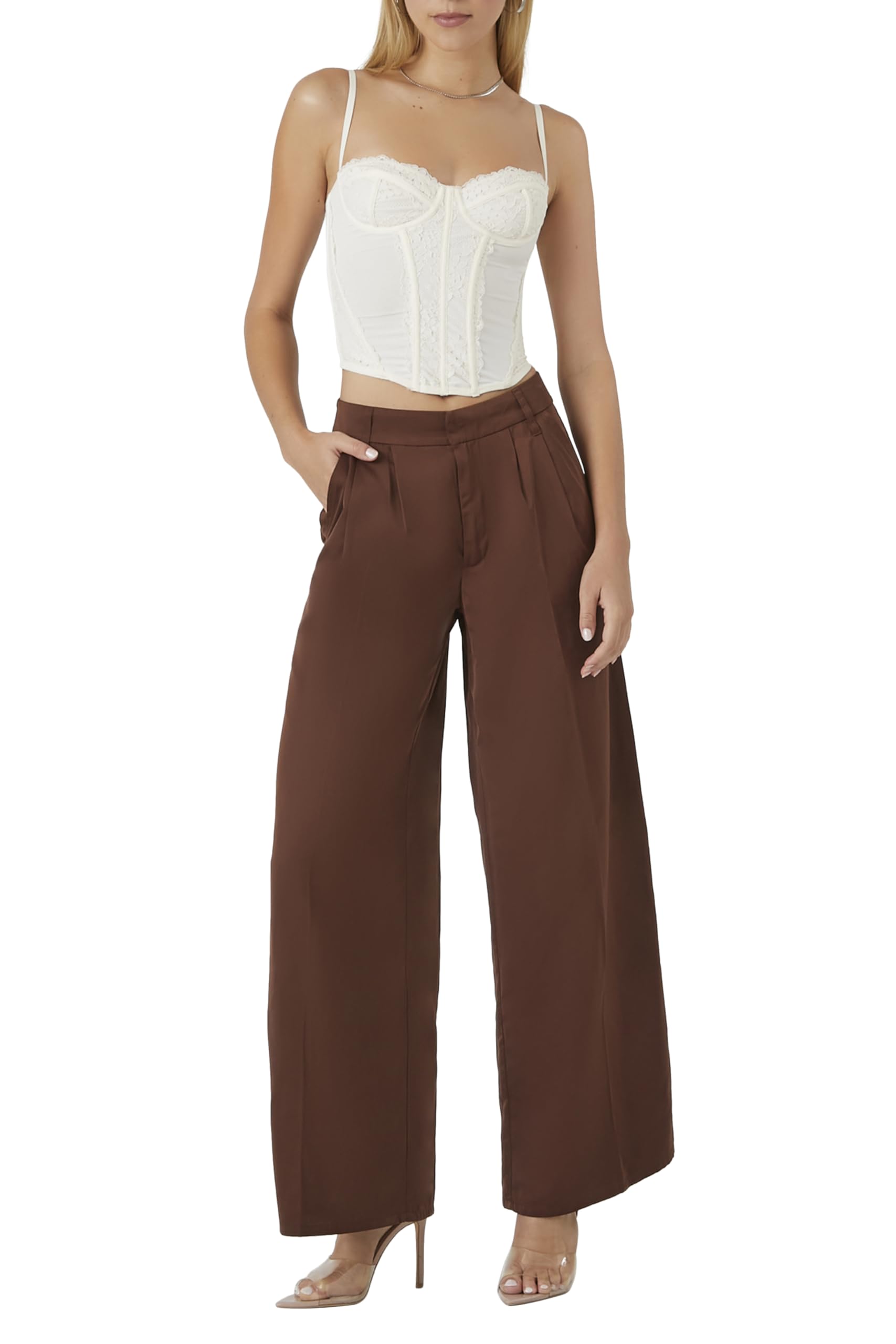 Forever 21 Womens Mid-Rise Ultra Wide-Leg Pants