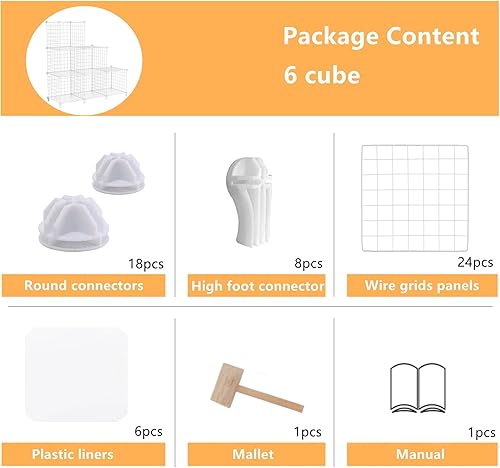 Miniatura 7 de AWTATOS Organizador de almacenamiento de cubos de alambre, organizadores de armario y almacenamiento, estantes de almacenamiento de metal de 6 Blanco