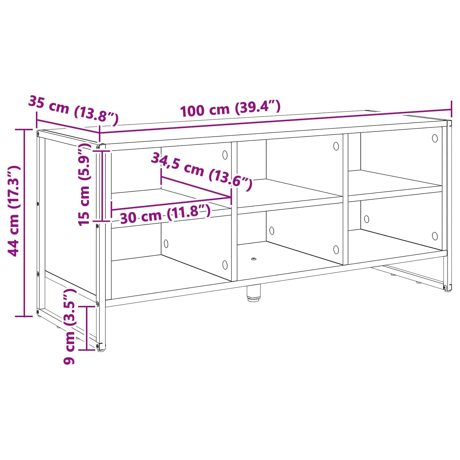 Scarpiera in legno anticato, 100 x 35 x 44 cm, stretta chiusa con gambe in metallo, salvaspazio, per corridoio, soggiorno, come scarpiera, organizer e sistema di conservazione