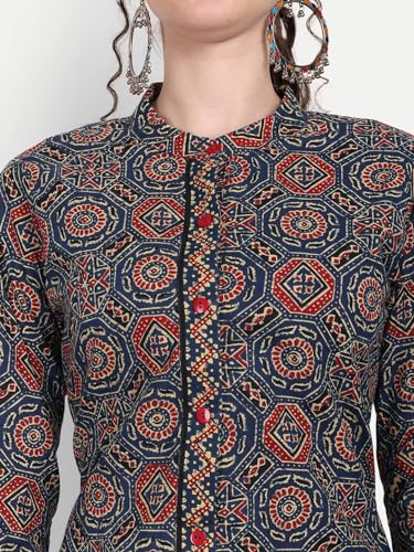 Image of Ajrak Printed Kurta with Plazzo Set Brown